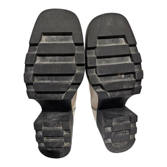 MICHAEL KORS Cream Leather Platform Boots - Size 9 - Picture 4 of 6